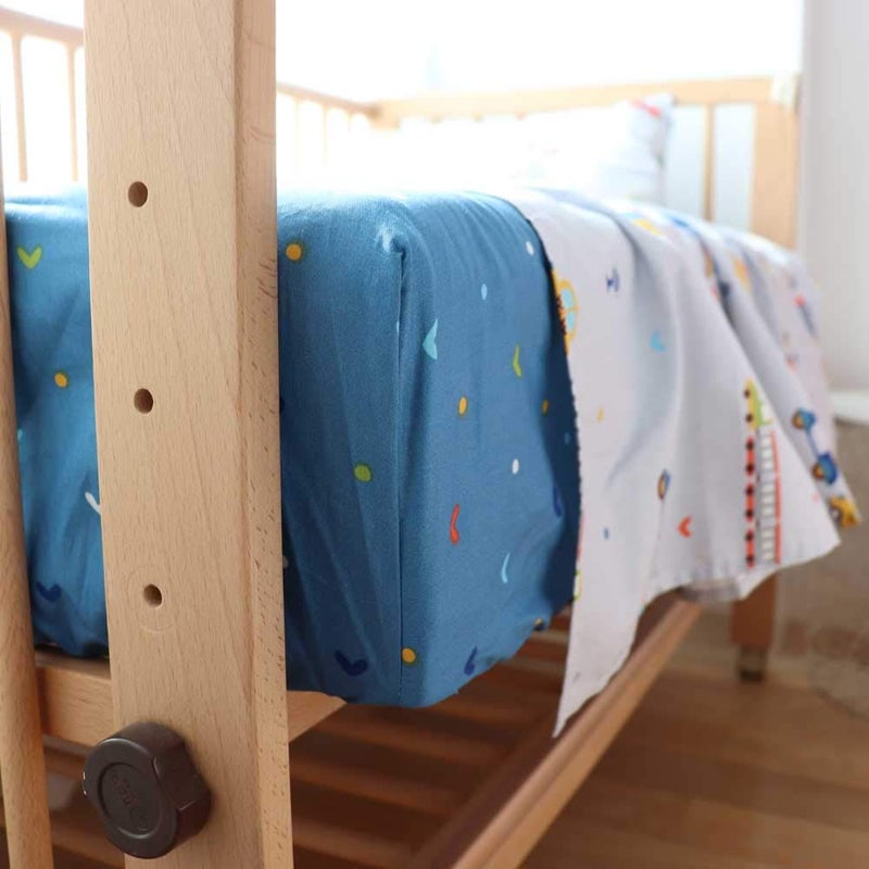Emenpy 100% Cotton Crib Bedding Set for Baby Boys Girls,3 Pcs Baby Bed Linen Include Duvet Cover,Fitted Sheet,Pillowcase,Nursery Decoration,No Filler(Navy) - Image 5